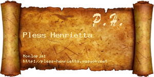 Pless Henrietta névjegykártya